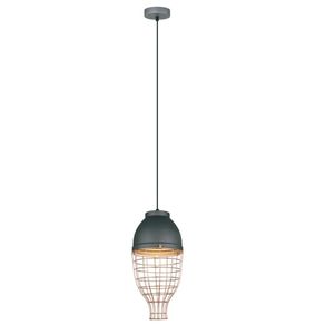 Pendente Aramado Preto Fosco C/ Cobre 21cm - +Luz Iluminação