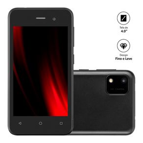 Smartphone E Lite 2 Preto 32GB 3G Wi-Fi Tela 4,0” Dual Chip Android 10 (Go Edition) Quad Core Multilaser - P9146 P9146