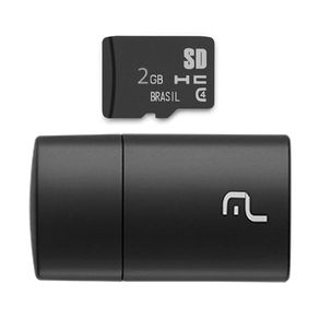 Pen Drive 2 em 1 Leitor USB + Cartão de Memória Classe 4 Preto Multilaser MC159