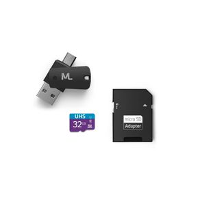 Kit 4 em 1 Cartão De Memória Ultra High Speed-I + Adaptador USB Dual Drive + Adaptador SD 32GB até 80 Mb/S De Velocidade Multilaser - MC151 MC151
