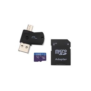 Kit 4 em 1 Cartão De Memória Ultra High Speed-I + Adaptador USB Dual Drive + Adaptador SD 16GB até 80 Mb/S De Velocidade Multilaser - MC150 MC150
