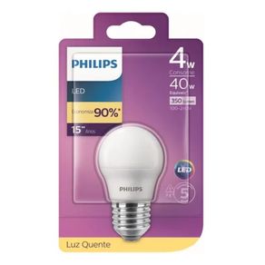 Lâmpada Led Bolinha Mini Bulbo 4w Bivolt 3000k - Philips