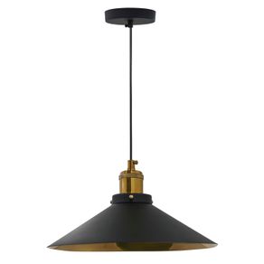 Pendente Hat Pequeno Industrial 30CM Preto Externo Com/Bronze Interno Ref.7814 – Caisma