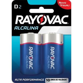 Pilha Alcalina D Grande 2 Unidades – Rayovac