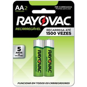 Pilha Recarregável AA 1.2v 1400mah 2 Unidades – Rayovac