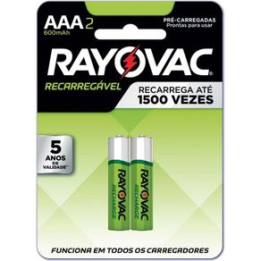 Pilha Recarregável AAA 1.2v 650mah 2 Unidades – Rayovac