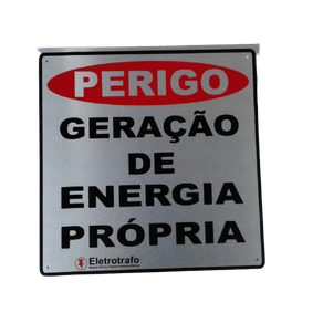 Placa Aluminio 190 X 190 Advertencia Perigo Geracao De Energia Propria 002406 - Eletrotrafo