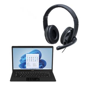 Combo Office - Notebook Ultra com Windows 11 Home, Intel Celeron 4GB 120GB SSD 14,1 Pol Microsoft 365 Personal e Headset Pro Conexão P2 30mw - UB235K UB235K