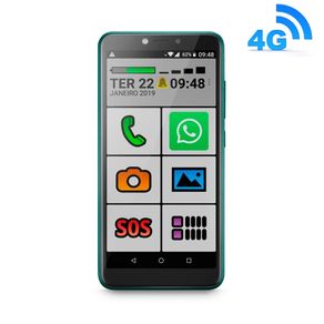 Novo Celular do Idoso 4G verde com Internet e WhatsApp letras e números grandes 64GB OB027B