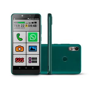 Novo Celular do Idoso verde 4G com letras grandes 64GB SOS OB027A
