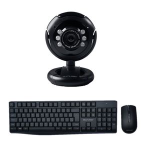 Combo Office - Webcam Standard 480p 30Fps Led Noturno e Teclado e Mouse Sem Fio Slim 1600dpi Preto - TC270K TC270K
