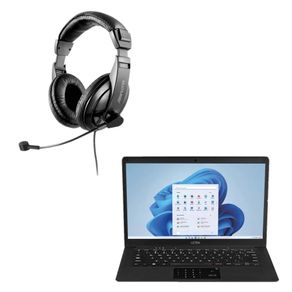 Combo Office - Notebook Ultra com Windows 11 Home Intel Celeron 120GB SSD 14,1 Pol e Headset Giant Conexão Usb Preto - PH2450K PH2450K