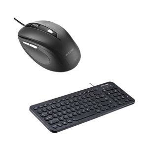 Combo Office - Mouse Com Fio 1600dpi USB e Teclado Com Fio Compact Teclas Redondas Conexão USB Preto - MO241K MO241K