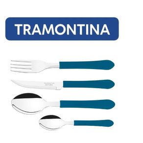 Kit Restaurante 70 Talheres Tramontina Leme Azul com Colher de Chá