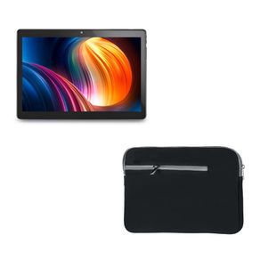 Combo Tablet U10 Prata 4G 10.1” 64GB 3GB RAM Com Google Kids Space + Case Neoprene Preta para Tablet até 10,5