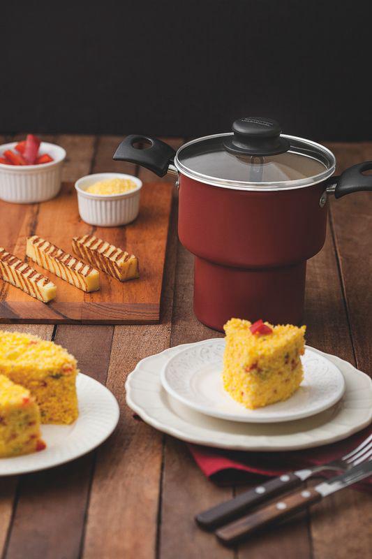 Cuscuzeira Tramontina Alumínio 14 Cm Vermelho Turim - Imagem 2