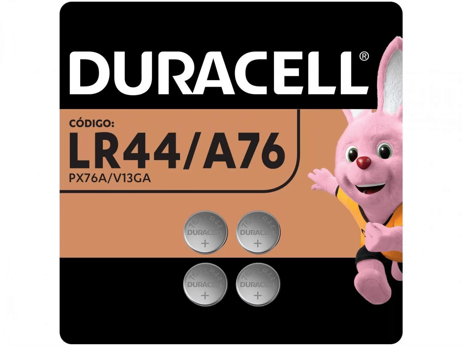 Bateria Pilha LR44 Moeda Cartela C/4 Un - Duracell