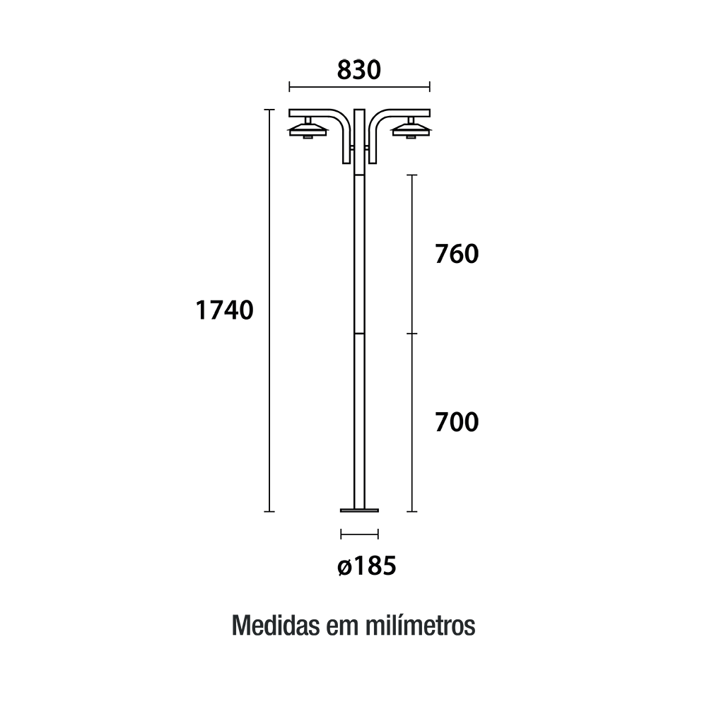 Poste Ornamental C/2 Globo 15x30 Leitoso 1,74mt Preto Ip-54 Ref.178199.01 - Blumenau - Imagem 2