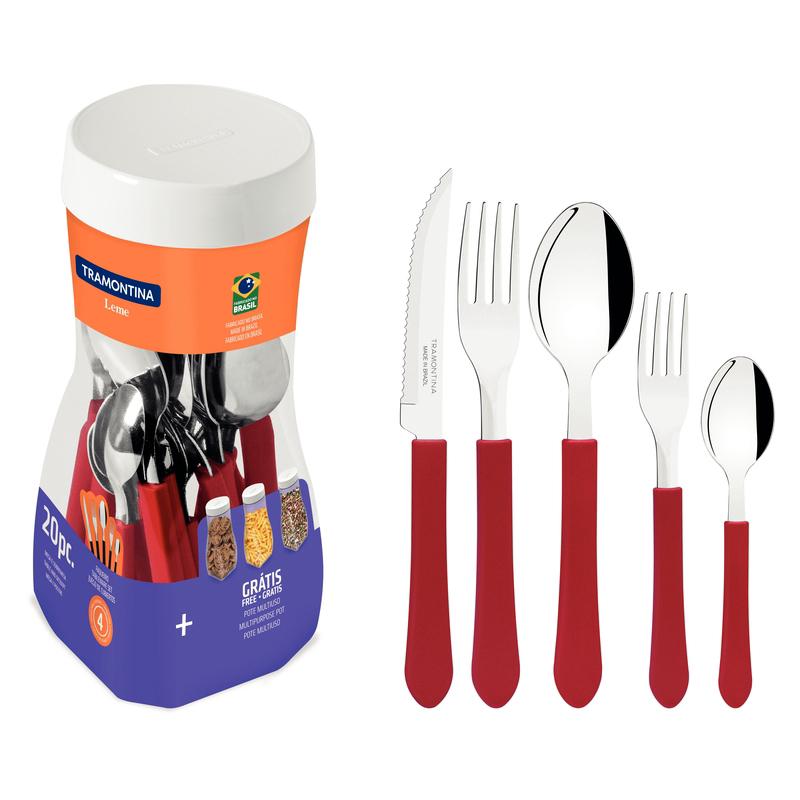 Faqueiro Inox 20 Peças Leme Vermelho Tramontina