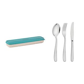 Conjunto Talher Aço Inox Com Estojo e Tampa Verde Tramontina