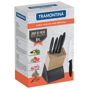 Jogo Facas Inox 6 Peças Plenus Preto Tramontina