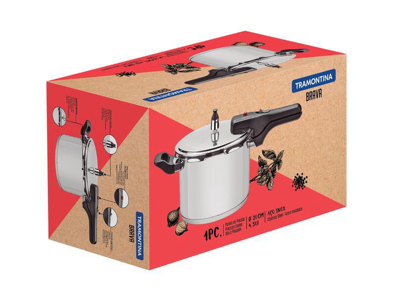 Panela de Pressão Aço Inox 4,5 litros Brava Tramontina - Imagem 9