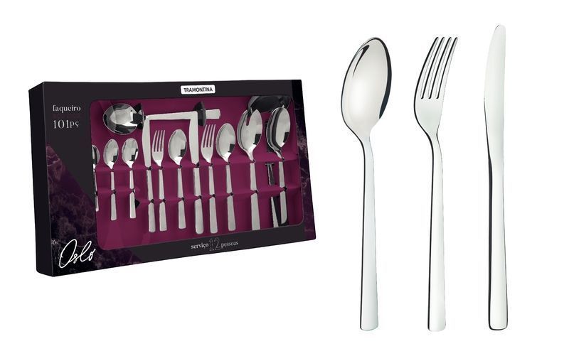 Faqueiro Aço Inox 101 Peças Oslo Tramontina - Imagem 2