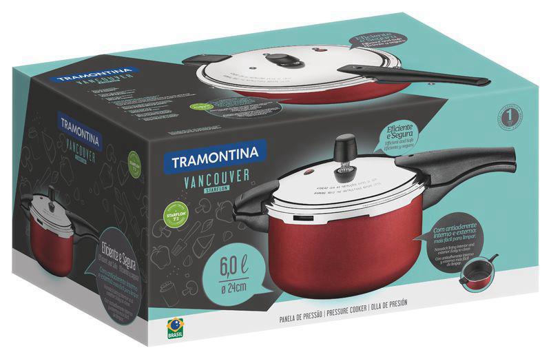 Panela de Pressão 6L 24 cm Vancouver Vermelha Tramontina - Imagem 3