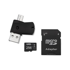 Kit 4 em 1 Cartão de Memória 256GB Ultra High Speed-I U3 + Adptador USB/OTG Tipo C + Adaptador SD - MC154 MC154