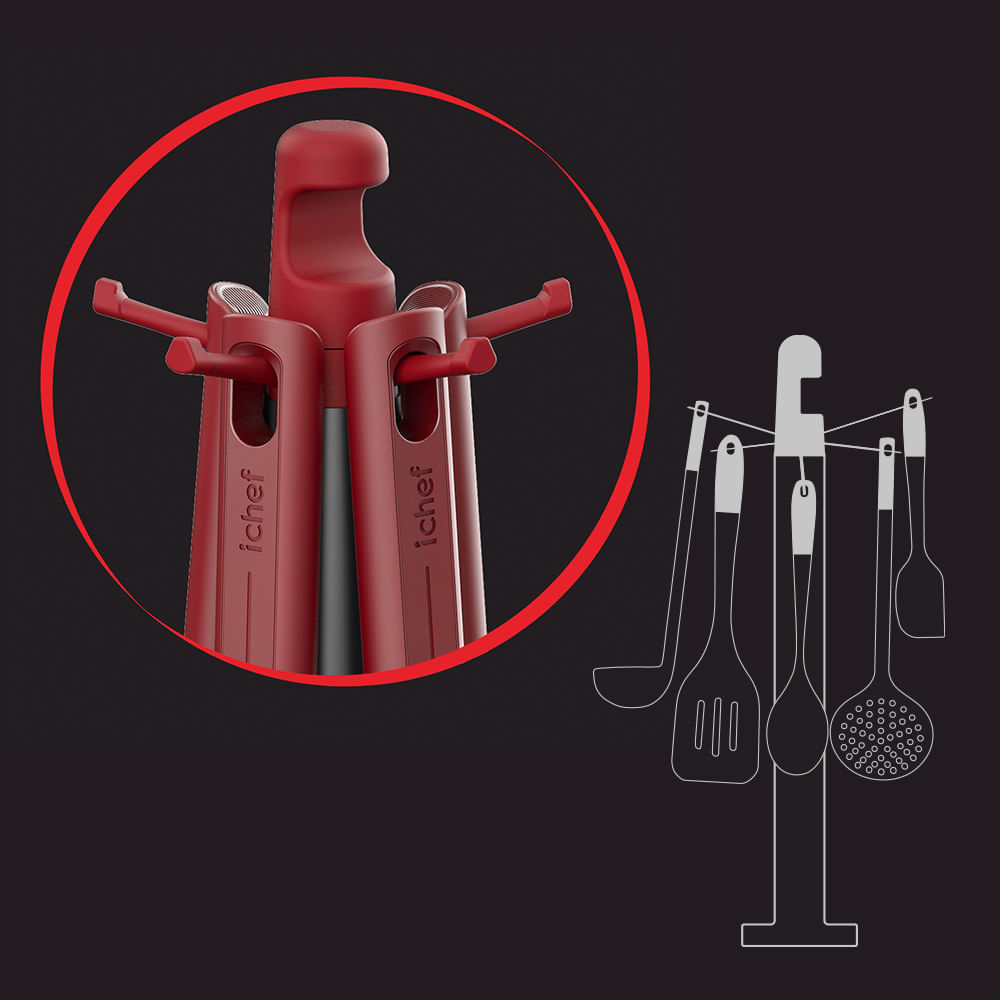 Suporte para Utensílios de Silicone Ichef Polishop - Red - Imagem 4