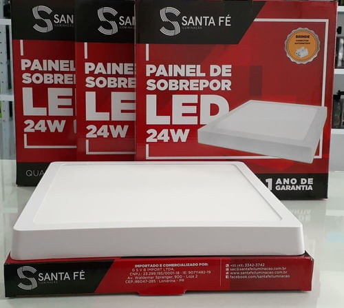Plafon Led Quadrado Sobrepor 28 X 28cm 24w - Santa Fé - Imagem 9