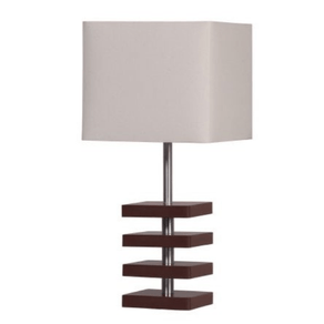 Abajur Torre Quadrado Tabaco C/ Cúpula Tecido Bege 28x60cm Ref.140 - Ar Iluminação Ar Iluminação