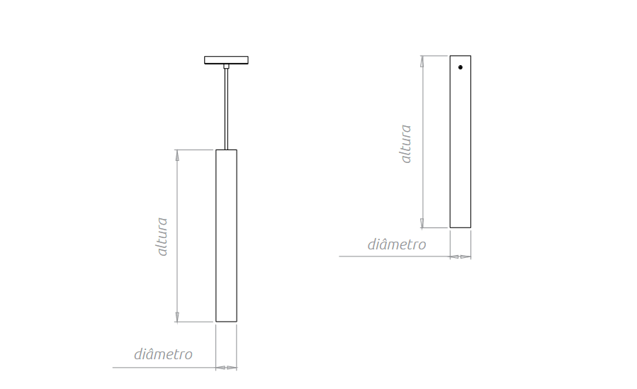 Pendente Tubo P/1 Mini Dicroica 3,8x30mm Cobre C/Cabo Preto Tubo 02/30 Ref.70423 - Incolux - Imagem 2