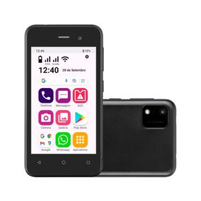Smartphone Conecta Lite 32GB 3G Wi-Fi Tela 4 pol. Dual Chip 1GB RAM Android 10 (Go edition) Processador Quad Core Preto - OB055 OB055