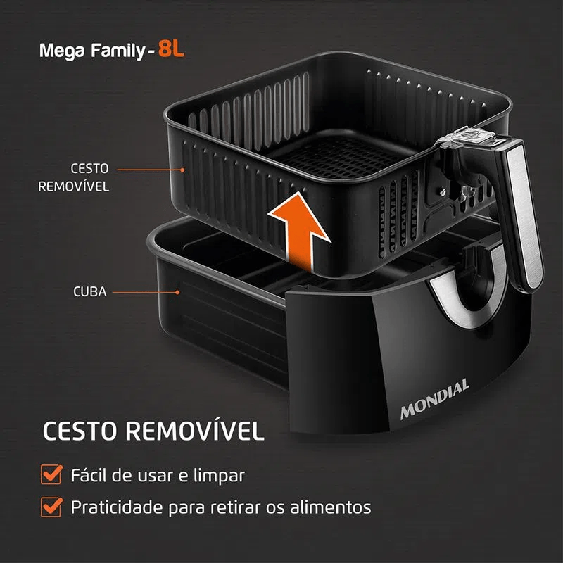 Fritadeira Sem Óleo Air Fryer 8 Litros AFN-80-BI Mondial 220V/60Hz - Imagem 2