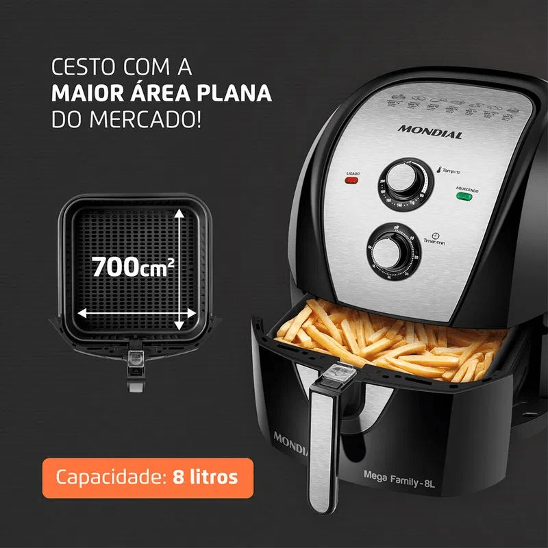 Fritadeira Sem Óleo Air Fryer 8 Litros AFN-80-BI Mondial 220V/60Hz - Imagem 3