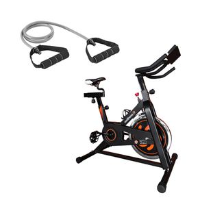 Combo Fitness - Bike Spinning Hb Painel 9kg Uso Residencial e Extensor Elástico Toning Cinza/Preto - GY0470K GY0470K