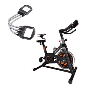 Combo Fitness - Bike Spinning Hb Painel 9kg Uso Residencial e Expansor Fitness Preto - ES2331K ES2331K