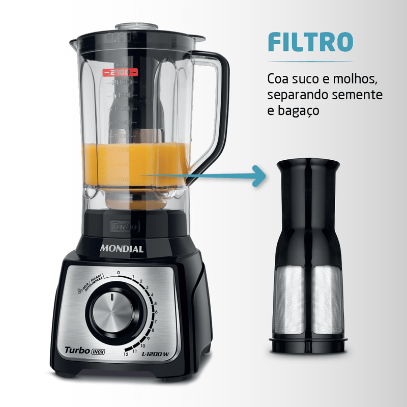 Liquidificador Mondial Turbo Black L-1200 BI - Imagem 3