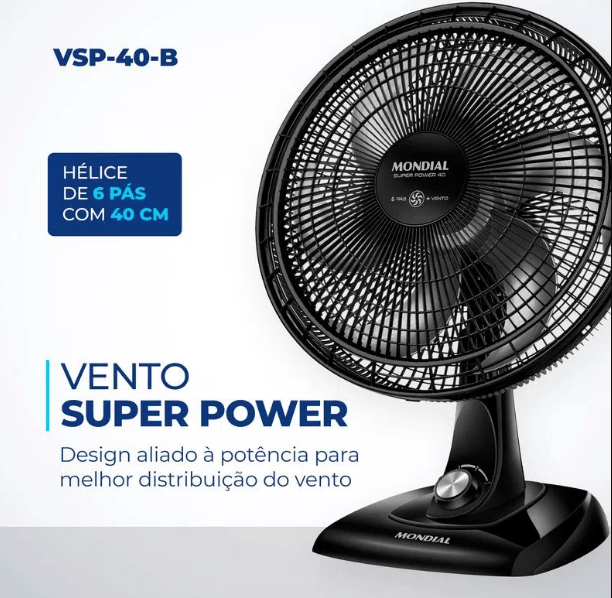 Ventilador de Mesa Mondial Turbo 8 Pás VTX-40-8P 127V/60Hz - Imagem 6