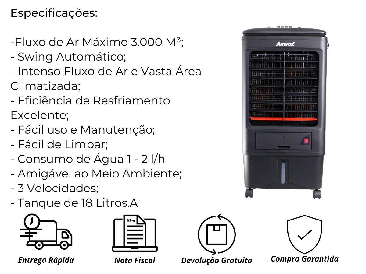 Climatizador 3 Velocidades de Ar Amvox 18L 90W ACL 018 Preto - Imagem 5