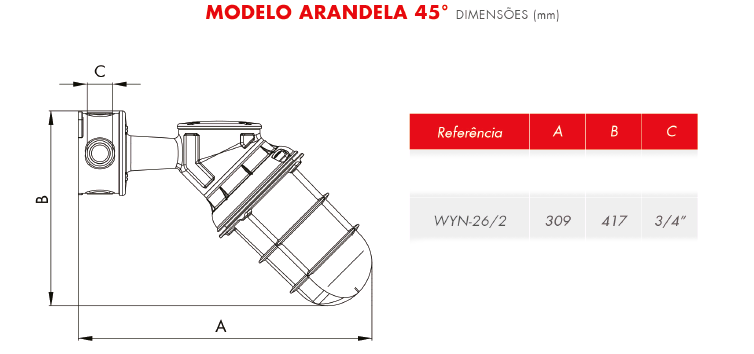 Luminária Blindada 45º 200w C/Caixa E-27 WYN 26/2 E003110400 - Wetzel - Imagem 2