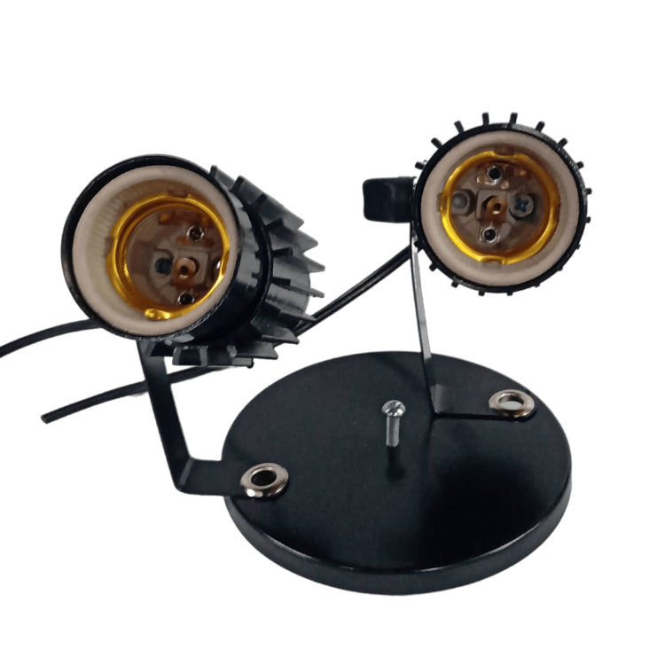 Spot Incandescente Sobrepor P/2 Lâmpadas E-27 Preto Ref. 122/2 Com Aleta - Rioprelustre - Imagem 2