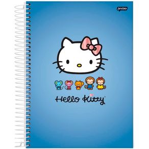 Caderno Espiral Univ CD 1 Matéria 80Fls Hello Kitty Fundo Azul Jandaia