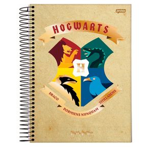 Caderno Espiral Jandaia 10 Mat 200Fls Harry Potter Hogwarts Bege