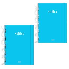 Kit 2 Cadernos Stilo Azul Pastel 1 Matéria 80 Folhas