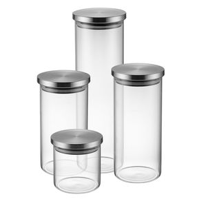 Conjunto com 4 potes herméticos de vidro com tampa inox Electrolux