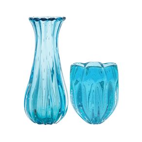 Vaso De Decoração Em Murano Vaso Jelly + Vaso Powerfull Aquamarine Diversos
