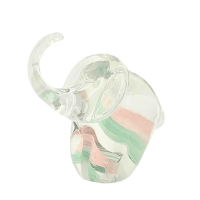 Presente Em Murano Elefante Da Sorte Transparente C/ Branco, Verde Menta, Rosa Candy Único