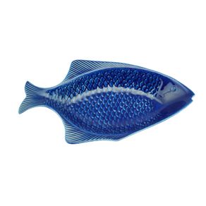 Travessa em cerâmica Peixe Ocean 37x20cm azul